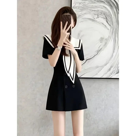 Black Short Women's Dress Mini Female Dresses Curvy Vintage One-piece 2024 Fashion G Korean Style Elegant Luxury Sensual Sexy X