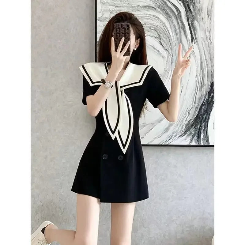Black Short Women's Dress Mini Female Dresses Curvy Vintage One-piece 2024 Fashion G Korean Style Elegant Luxury Sensual Sexy X