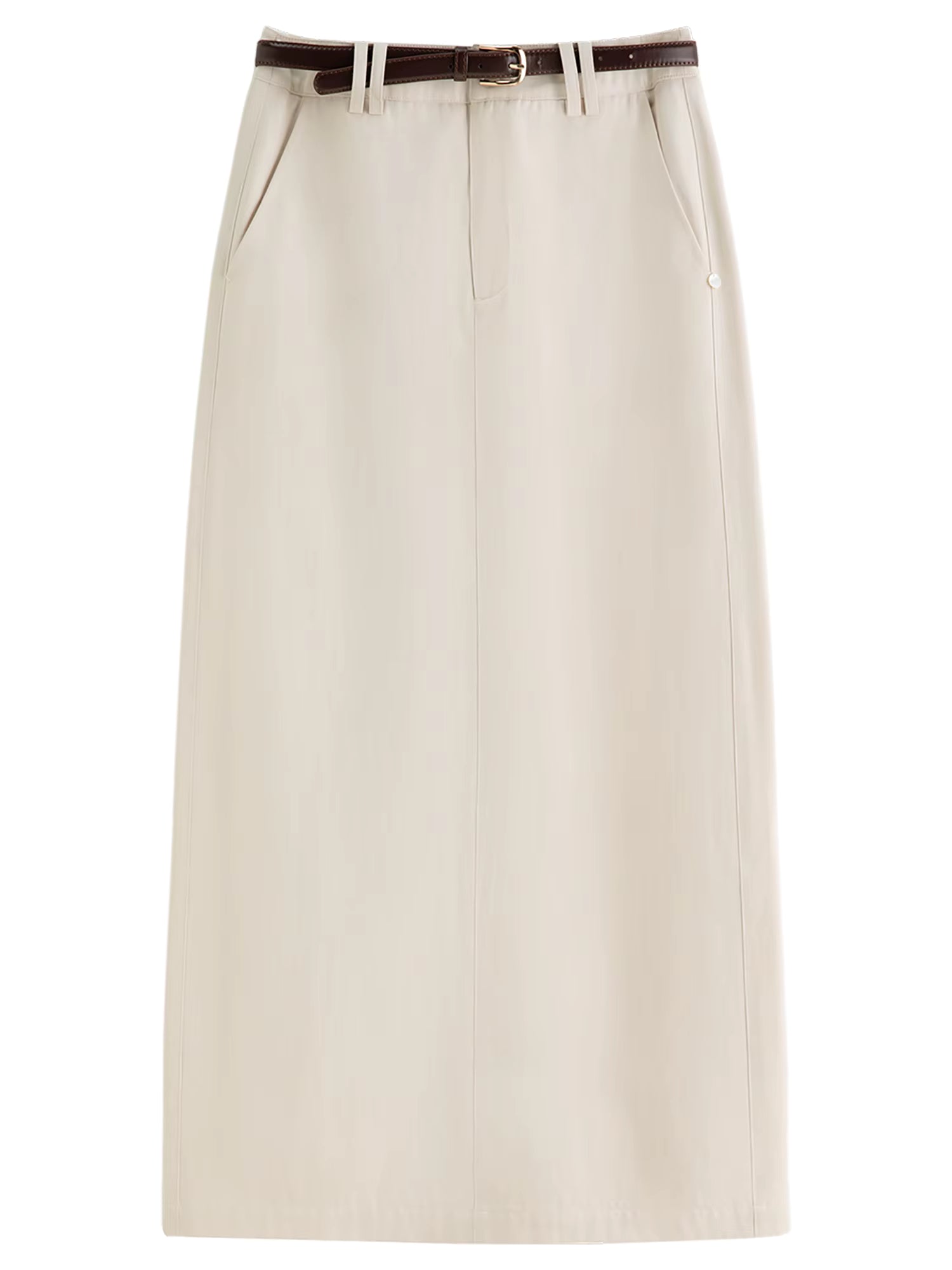 Extra Long Cotton Straight Skirt for Women Commuting 2025 Autumn and Winter New Style with Belt