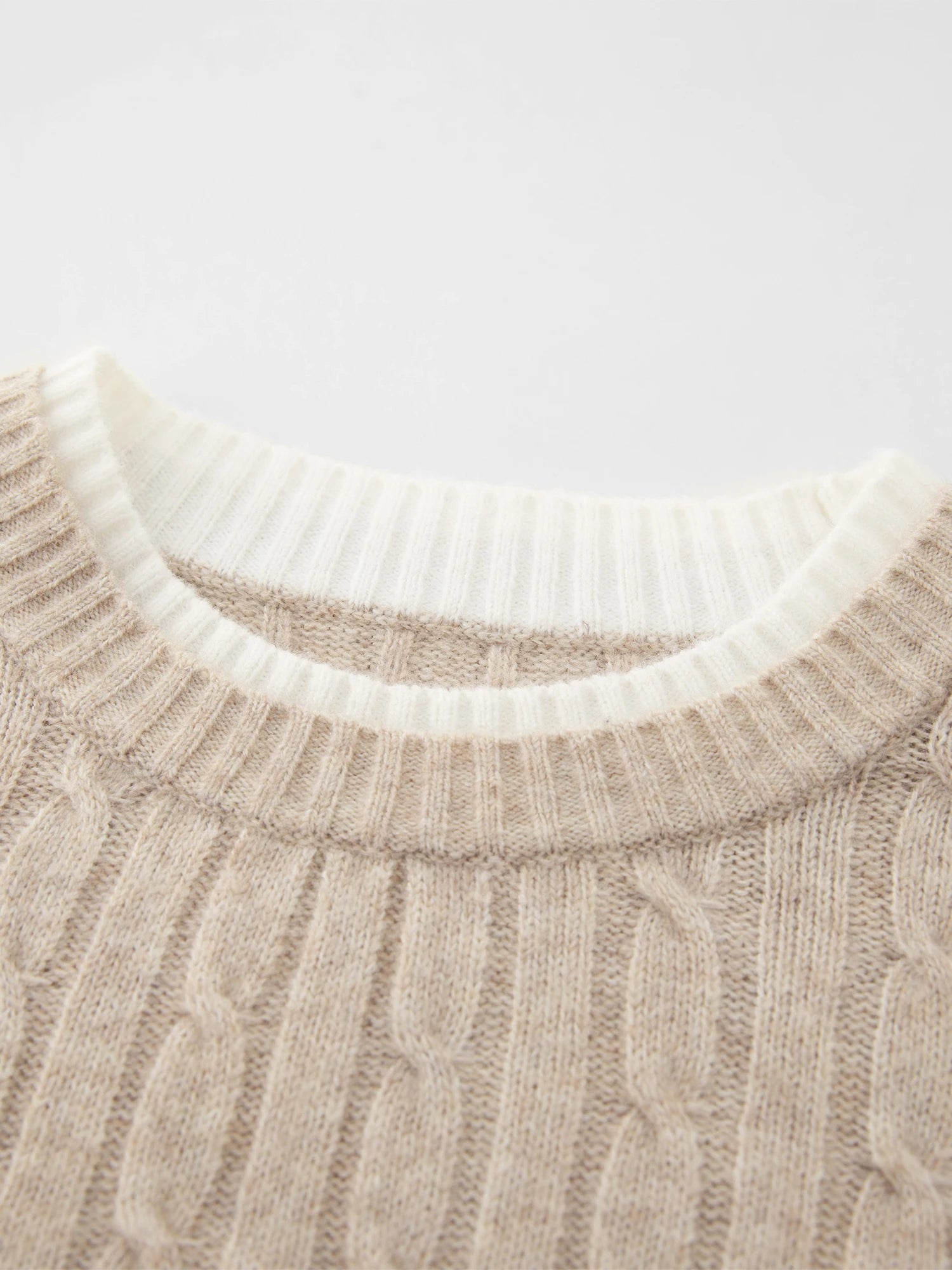 ZIQIAO-Petite Women's Mock Two-Piece Round Neck Jacquard Wool Knit Sweater Korean-Style Pullover Fall 2025 New Arrival Pullovers
