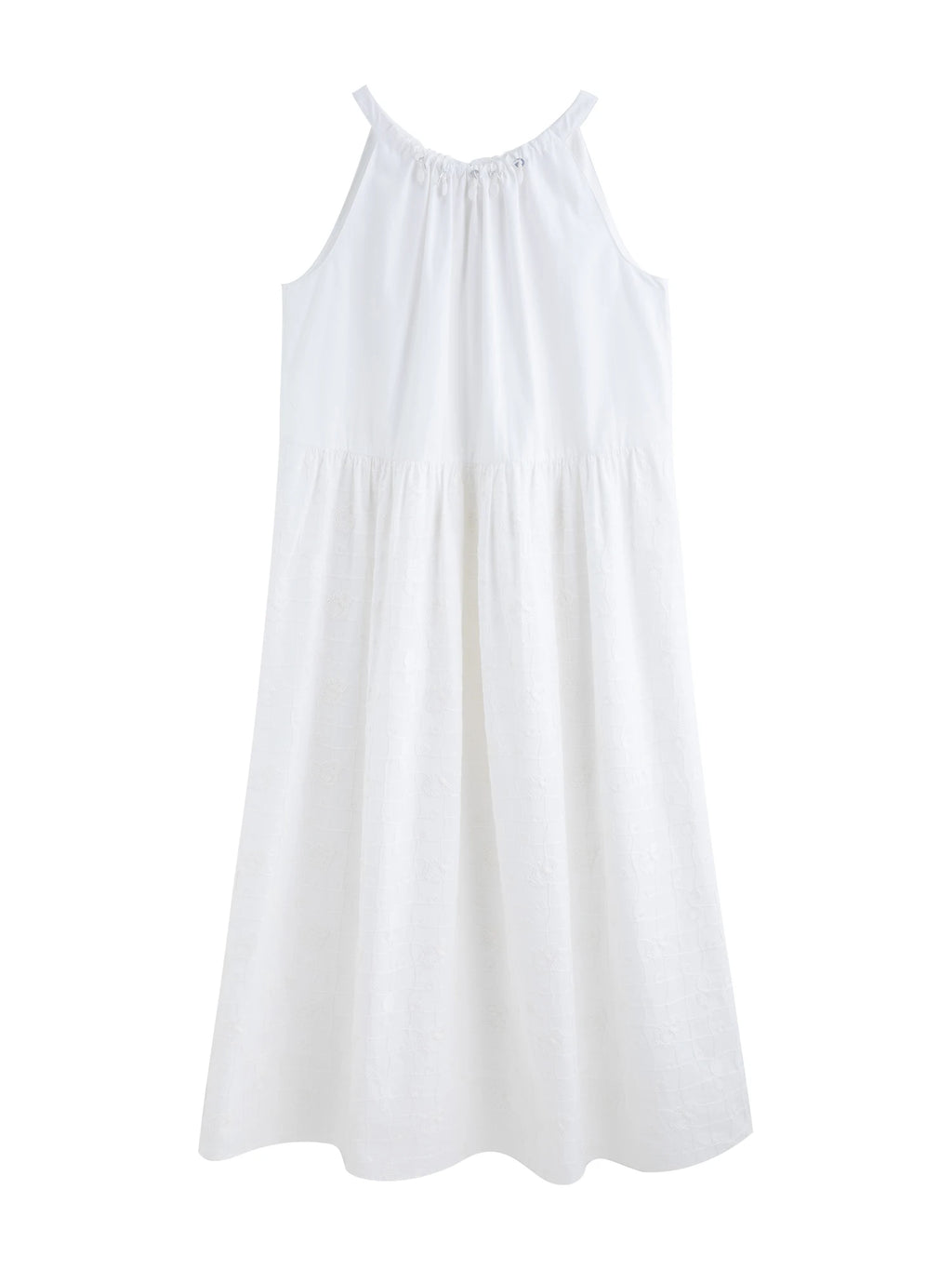 ZIQIAO 【Self-Pleasing Little White Dress】- 2025 Summer Elaborate Embroidered Strapless Long Dress for Petite Women