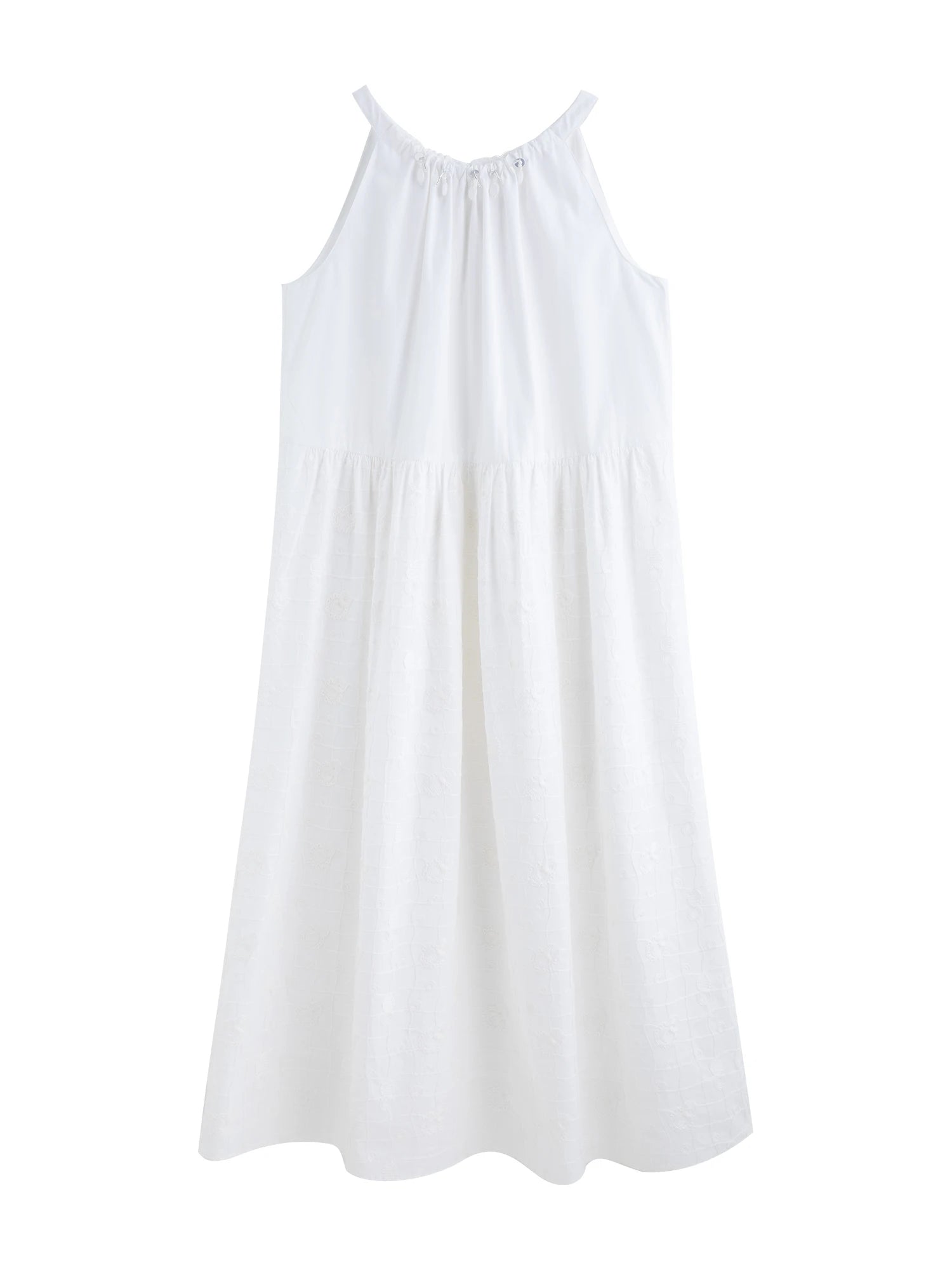 ZIQIAO 【Self-Pleasing Little White Dress】- 2025 Summer Elaborate Embroidered Strapless Long Dress for Petite Women