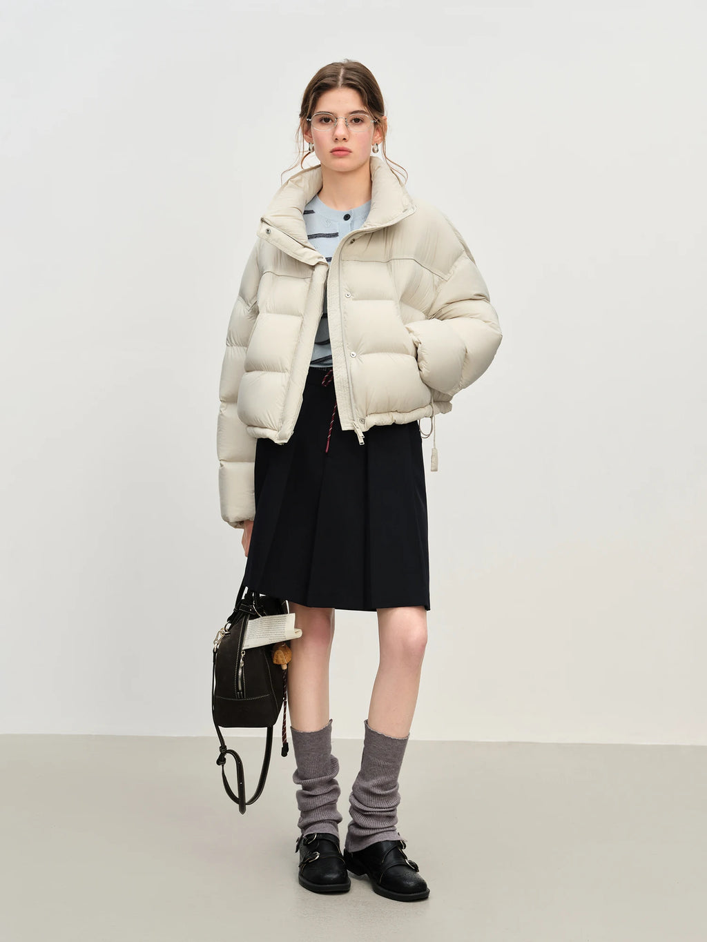 Winter 2025 Women Cloud-Like Puffer Coat - Stand Collar Short Down Jacket Lazy Chic Style Glossy Finish for Casual Comfort