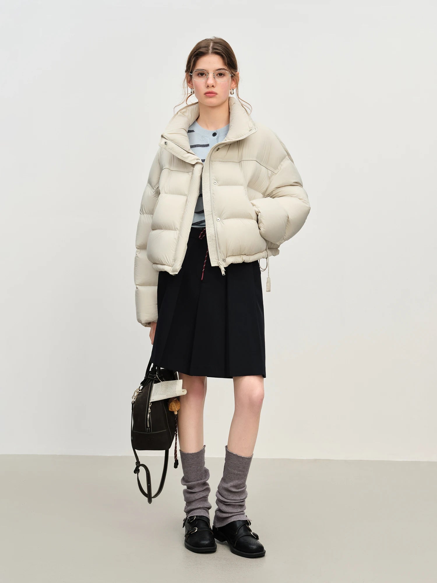 Winter 2025 Women Cloud-Like Puffer Coat - Stand Collar Short Down Jacket Lazy Chic Style Glossy Finish for Casual Comfort