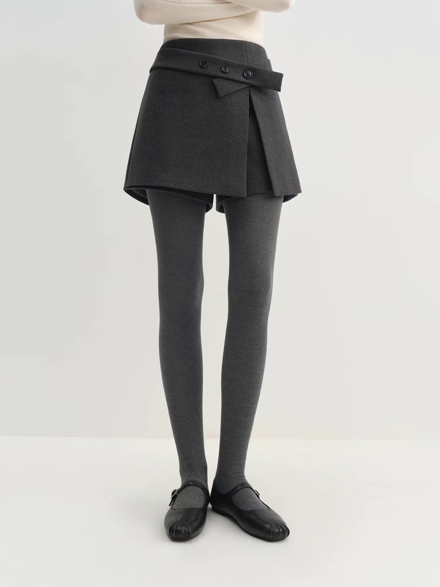 Asymmetrical Design Women's A-Line Skirt Pant Slit Hem Flattering High-Rise Shorts Winter 2025 New Arrival Chic Essentials