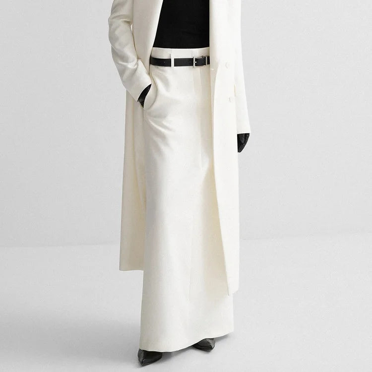 Casual White Straight Skirts Woman Fashion 2022 Elegant High Waist Long Skirts Simple Office Lady Skirt Female Clothing