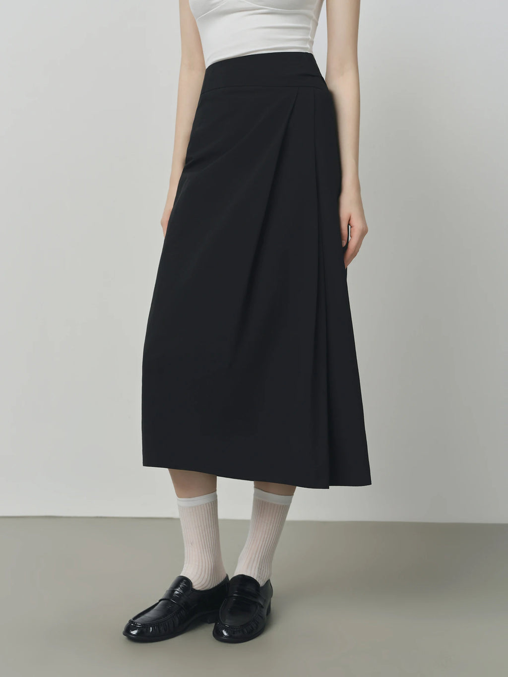 FSLE 2025 Women's High Waist A-Line Skirt - Irregular Hem Office Elegant Long Midi Autumn Textured Design with Loose Fit