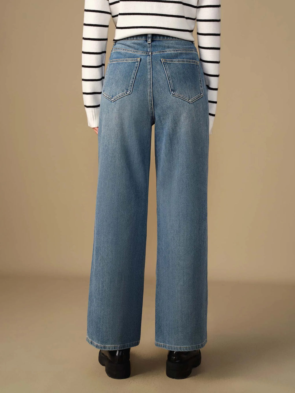 DUSHU Women Full Length Jeans High Waist Cotton Elastic Autumn New Commuter Jean Office Lady Retro Denim Blue Pants 24DS83020