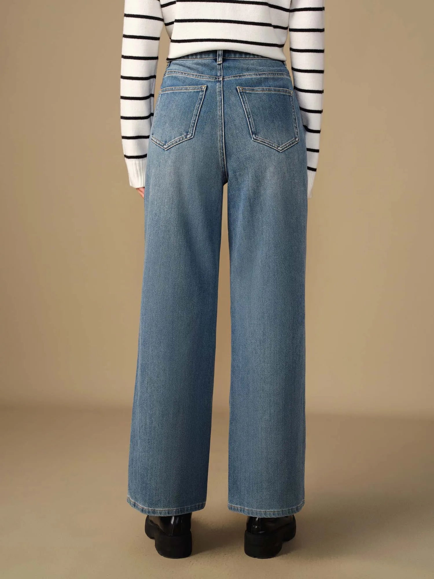 DUSHU Women Full Length Jeans High Waist Cotton Elastic Autumn New Commuter Jean Office Lady Retro Denim Blue Pants 24DS83020