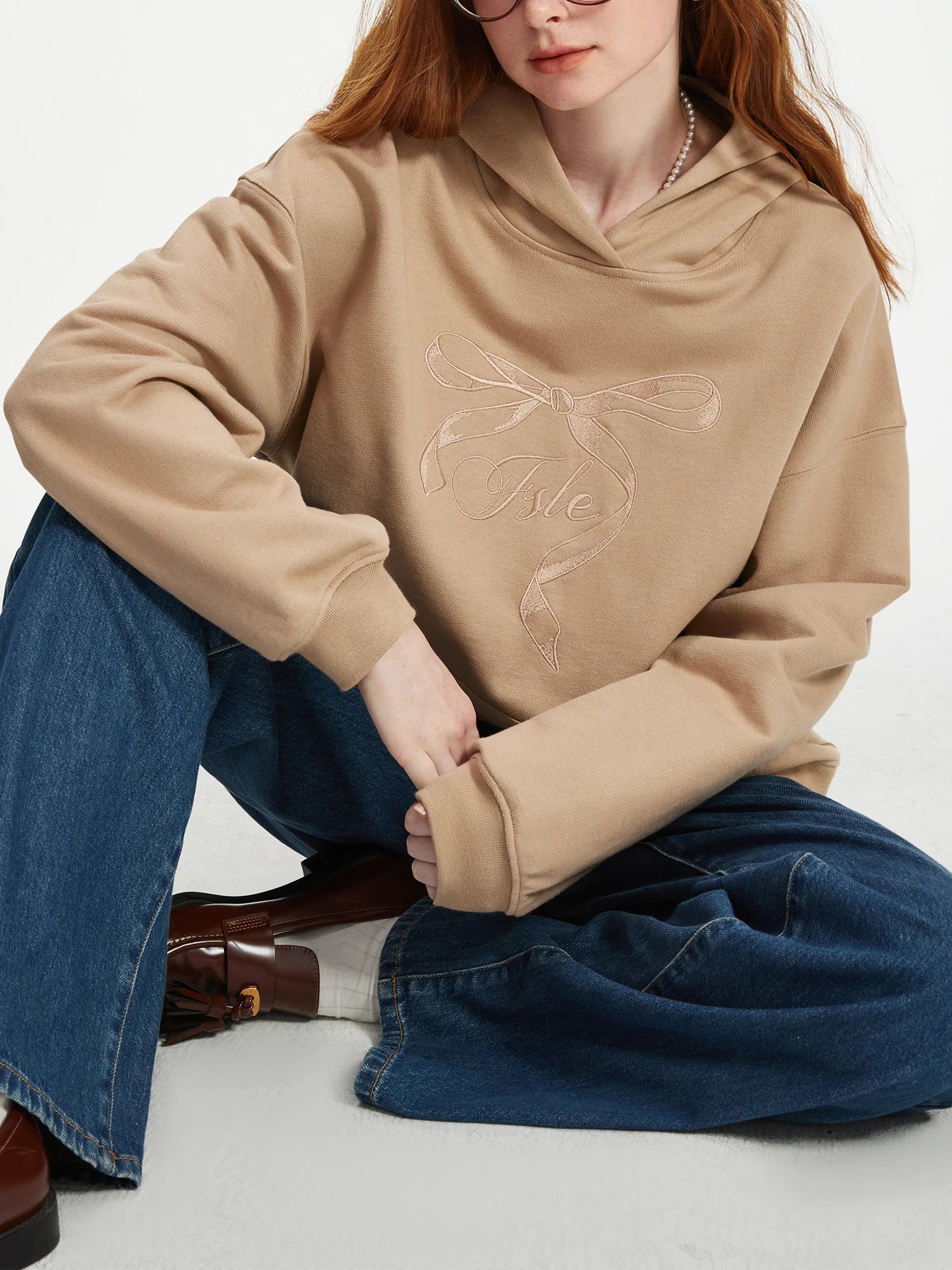 FSLE Women Thicken Hoodies 100% Cotton Female Long Sleeve Pullover 850G Thicken Winter Women Hooded Sweatshirt Coats 24FS13243