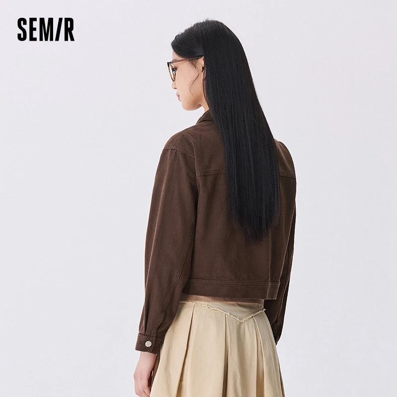 Semir Denim Jacket Women Short Autumn 2024 New Petite Retro Jacket
