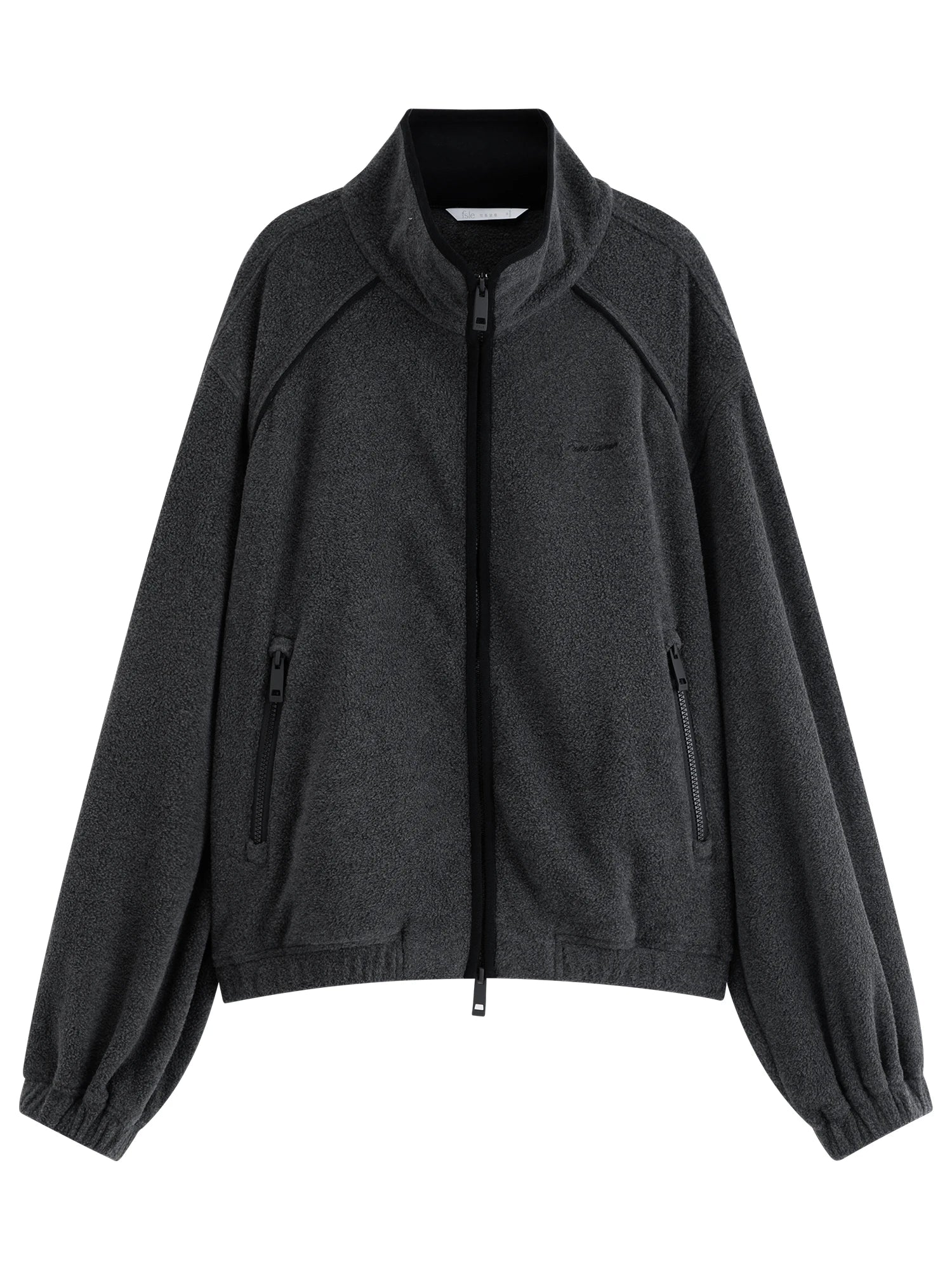 FSLE Stand Collar Raglan Casual Style Jacket for Women 2025 Autumn New Contrast Color Windproof Short Jacket All-match