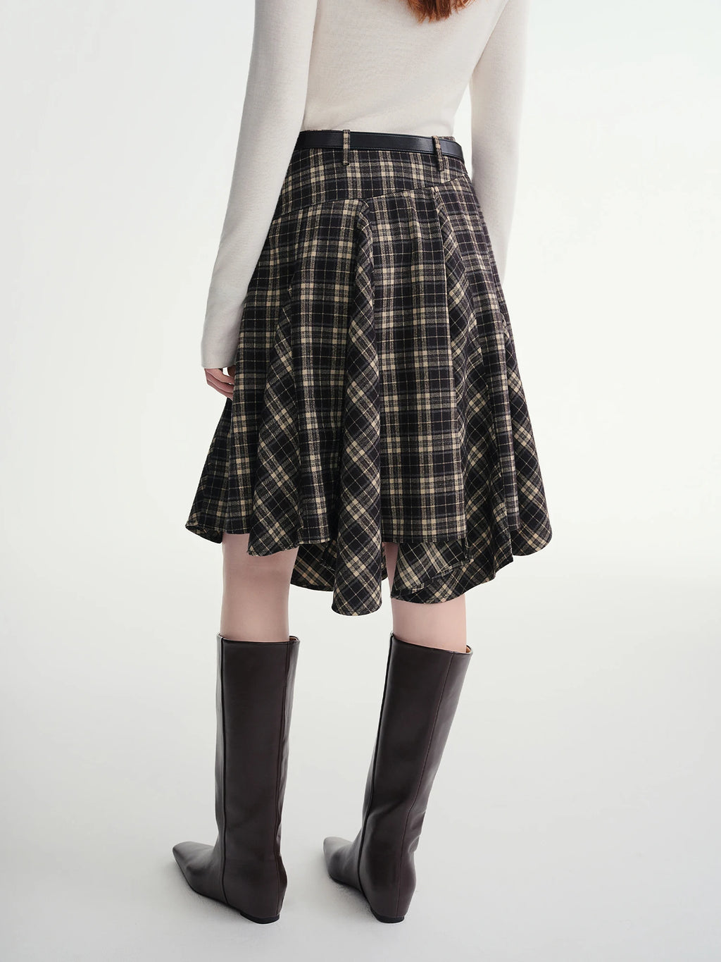 Irregular A-line Skirt 2025 Winter Skirt Women Vintage American Style Plaid Streetwear Leisure Mid-length Y2k