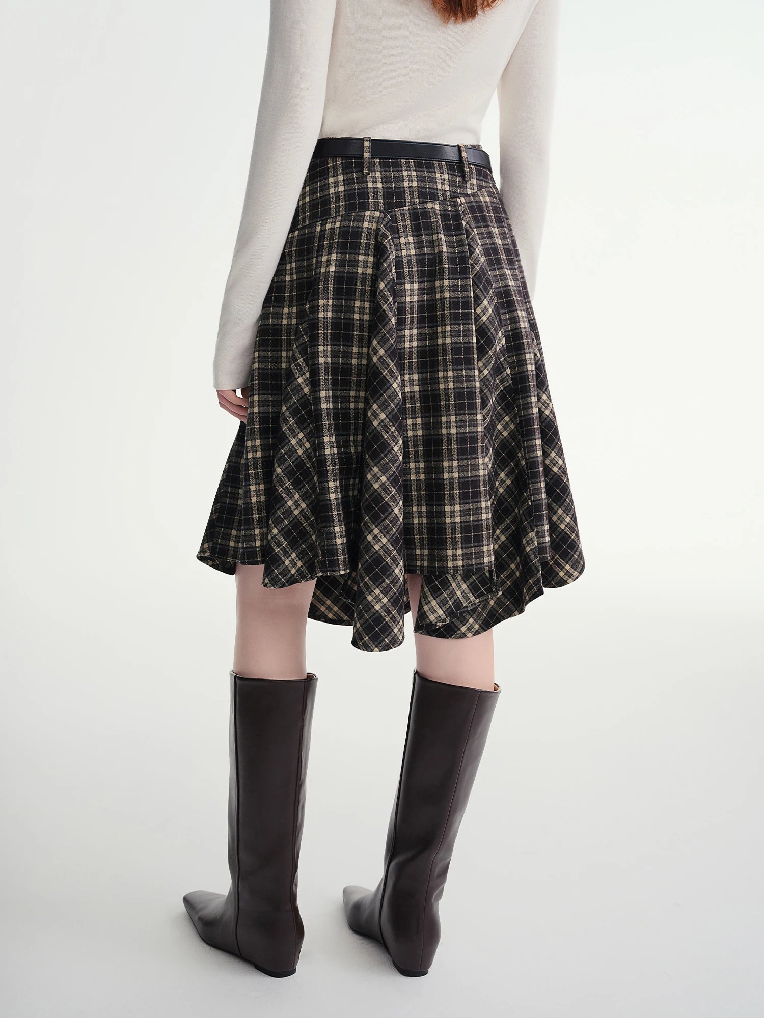 Irregular A-line Skirt 2025 Winter Skirt Women Vintage American Style Plaid Streetwear Leisure Mid-length Y2k
