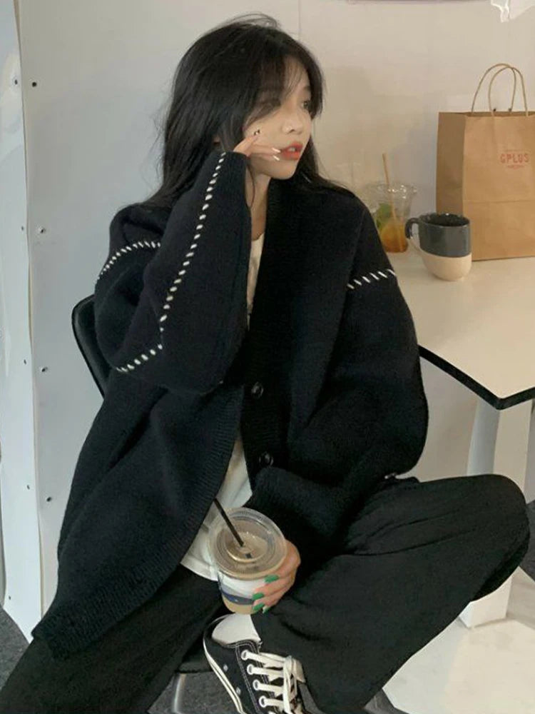 Sweater Cardigan Women Oversized Loose Coats Autumn Winter Sweet Jacket Korean Fashion College Style Cardigans Female Suéteres