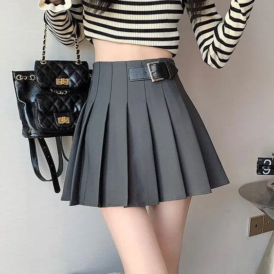 New 2024 Women's Autumn/winter High-waisted Mini Dress Khaki Spicy Girl Skirt Jk Hundred Pleats A- line Skirt