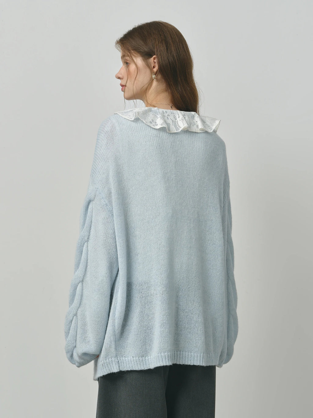 FSLE Alpaca Wool Loose Lazy Cable Knitted V-neck Cardigan Jacket Women's Autumn 2025 New