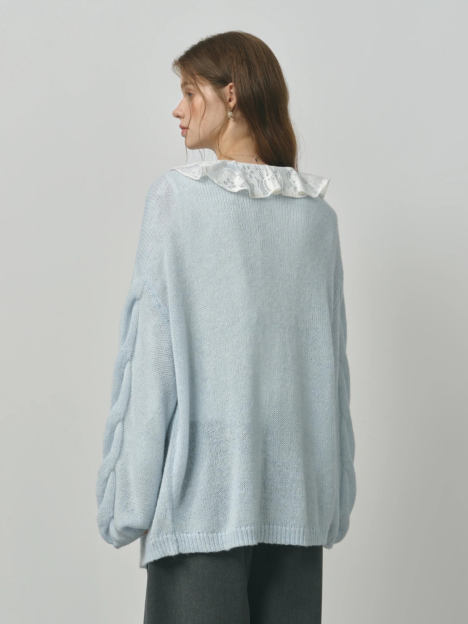 FSLE Alpaca Wool Loose Lazy Cable Knitted V-neck Cardigan Jacket Women's Autumn 2025 New