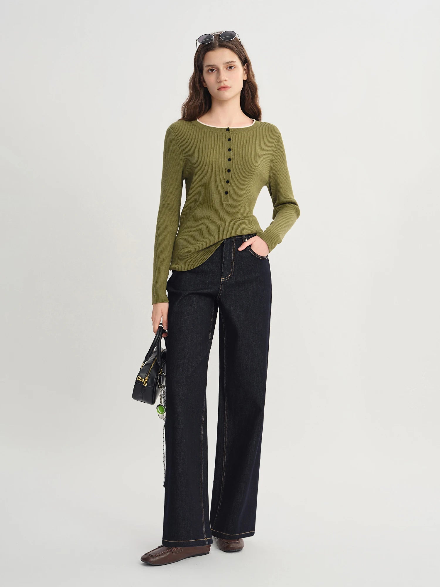 DUSHU 2025 Women's Straight Leg Jeans - High Waist Stretch Denim Pants Dual Fit for Apple & Pear Body Autumn Casual Trousers