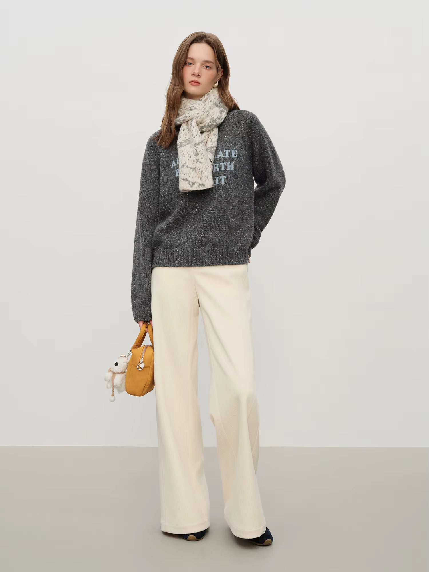 2025 Winter Women's Color Block Letter Embroidery Knit Sweater with Raglan Sleeves - Round Neck Pullover Top for Casual