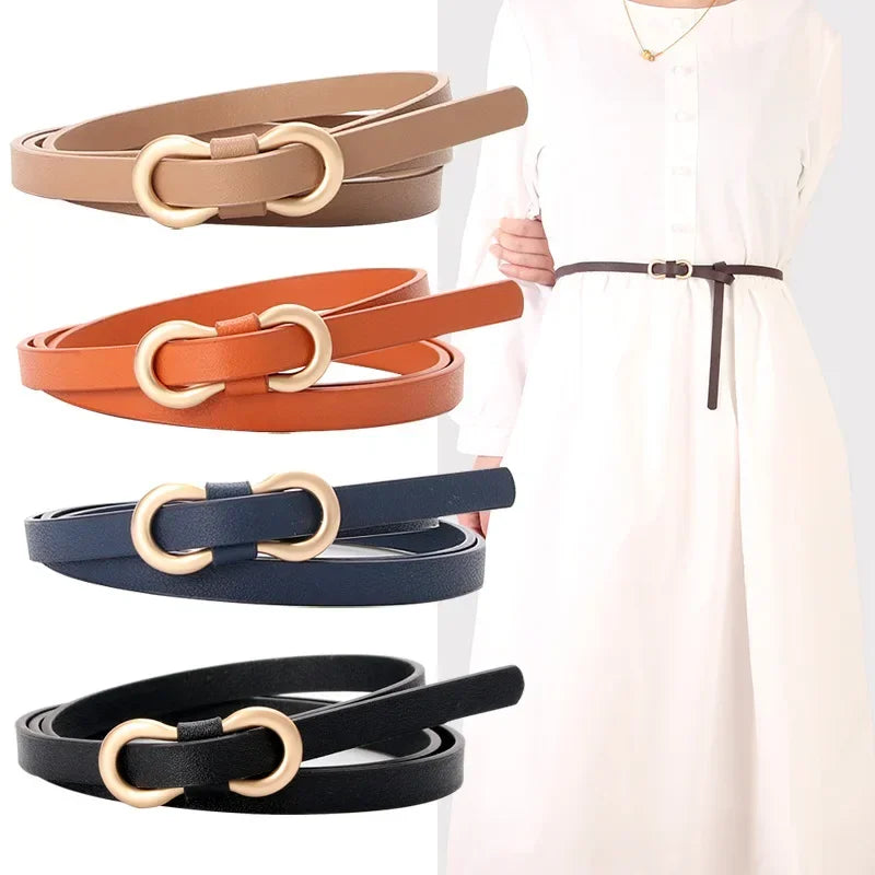 New Fashion Thin Belt Women's Versatile Needle Button PU Small Belt Trouser Belt Decoration Jeans Dress Sweater Belts for Women
