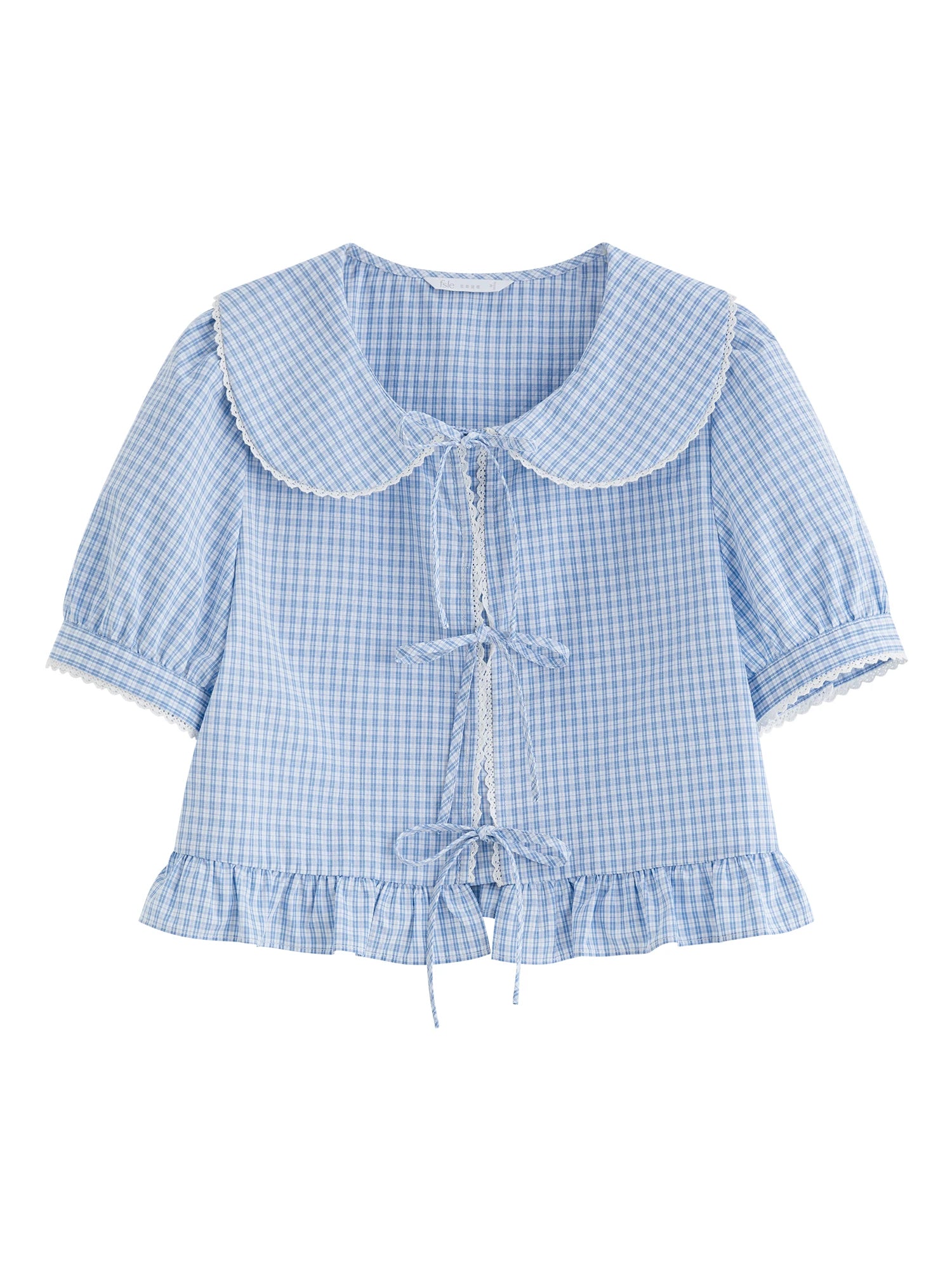 FSLE Sweet Style College Doll Collar Striped Shirt Skirt For Women 2025 Summer New Arrival Lace Stitching Chic Set HolidayOutfit