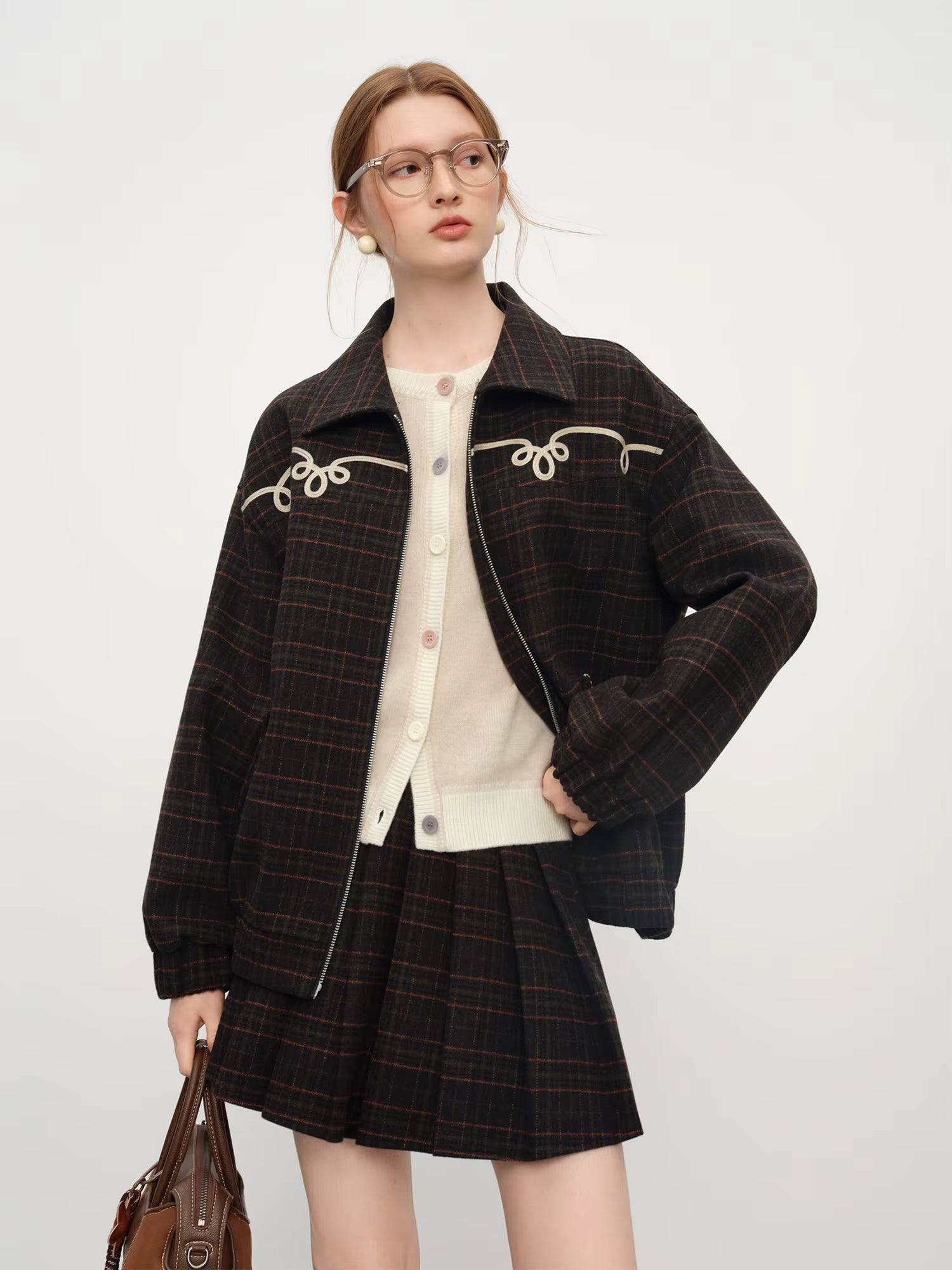 Stylish Detachable Sheepskin Collar Short Coat & Skirt Set for Women Winter 2025 New Arrival Jacket Coat and Skirts
