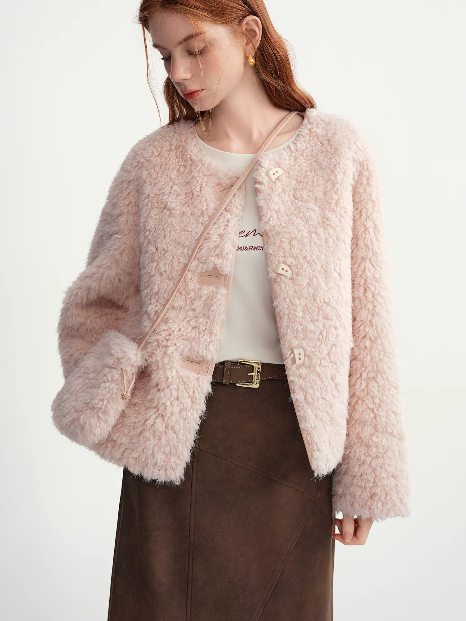 2025 Winter Women's Soft Faux Shearling Short Jacket Eco-Friendly Cropped Coat Vegan Leather Trench Vintage Outerwear