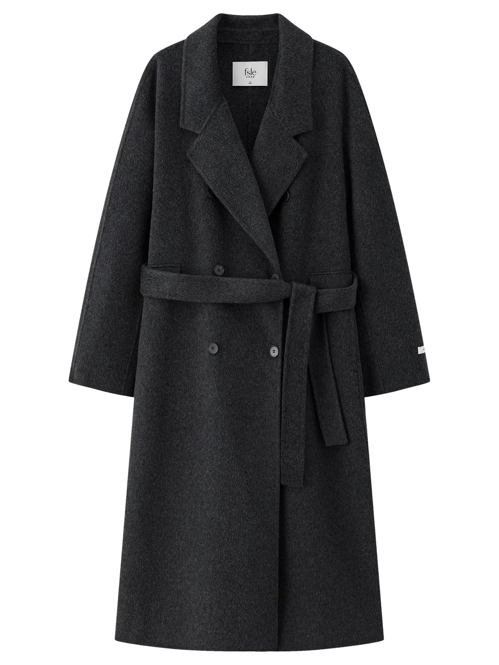 Cashmere Double-breasted Collar Woolen Coat Women 2025 Winter Commuting Light Blue Casual Loose Lazy Simple Coat