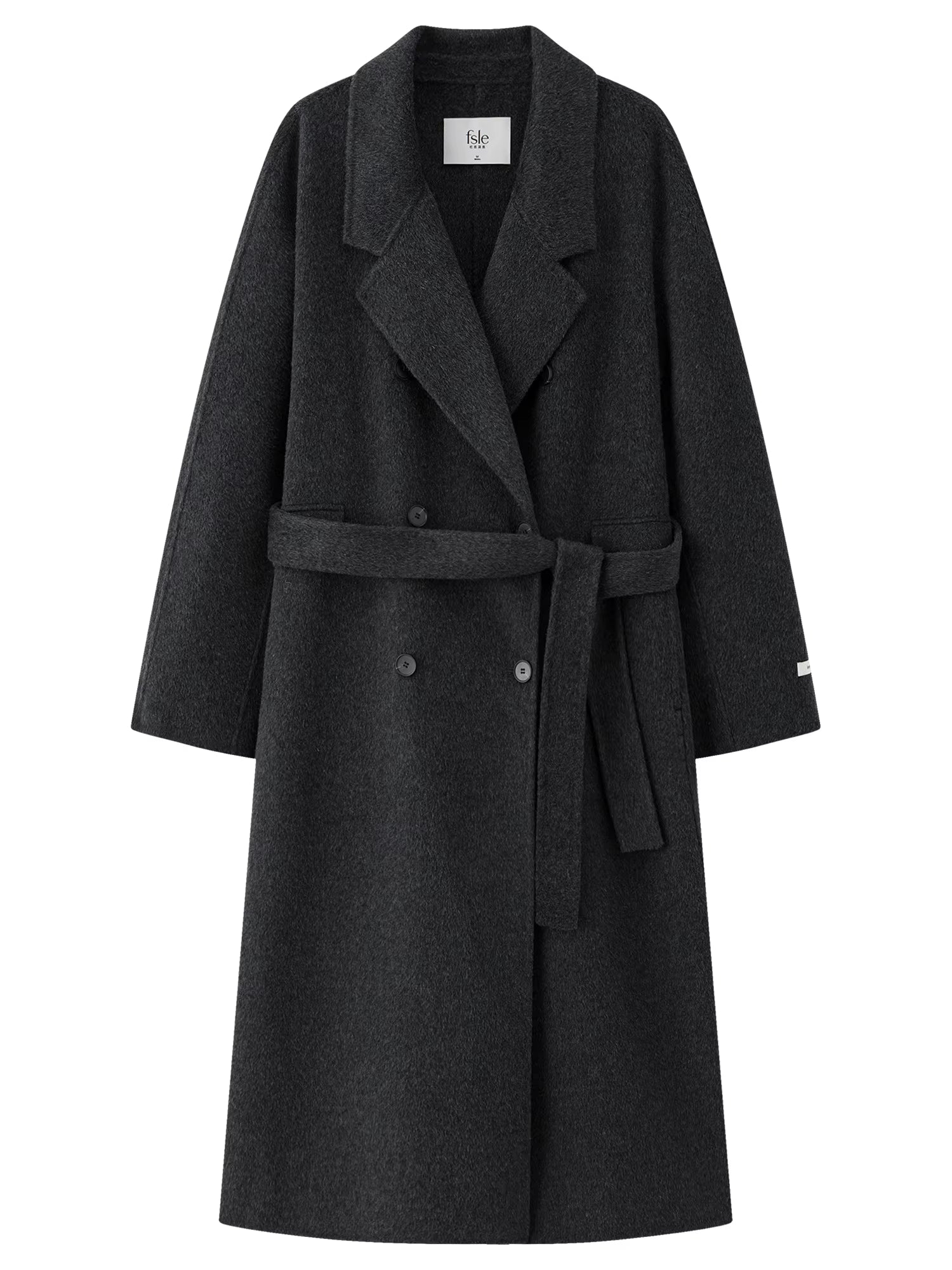 Cashmere Double-breasted Collar Woolen Coat Women 2025 Winter Commuting Light Blue Casual Loose Lazy Simple Coat