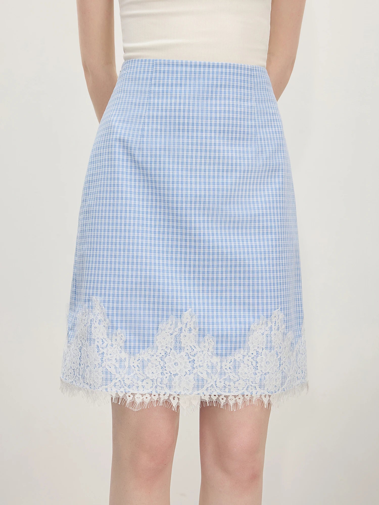 FSLE Sweet Style College Doll Collar Striped Shirt Skirt For Women 2025 Summer New Arrival Lace Stitching Chic Set HolidayOutfit
