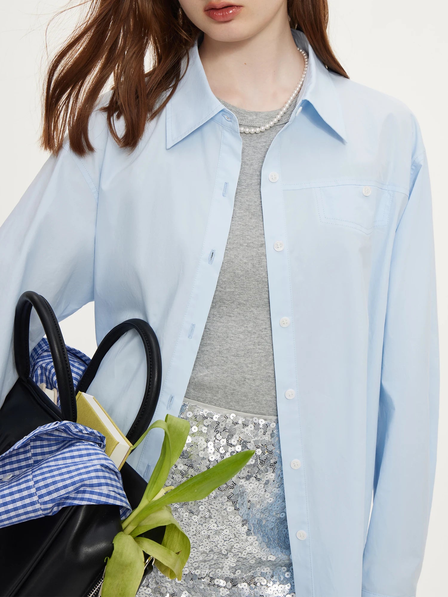 FSLE French Pure Cotton Long Sleeved Shirt for Women's Autumn 2024 New Loose Women Top Casual Loose Women Tops 24FS13094