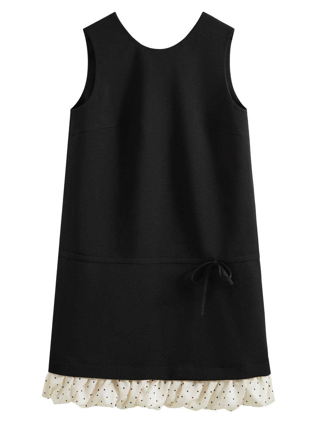 FSLE French Elegant Retro Contrast Dress Women Summer 2025 New Arrival Polka Dot Bow A-line Straight Chic Dress