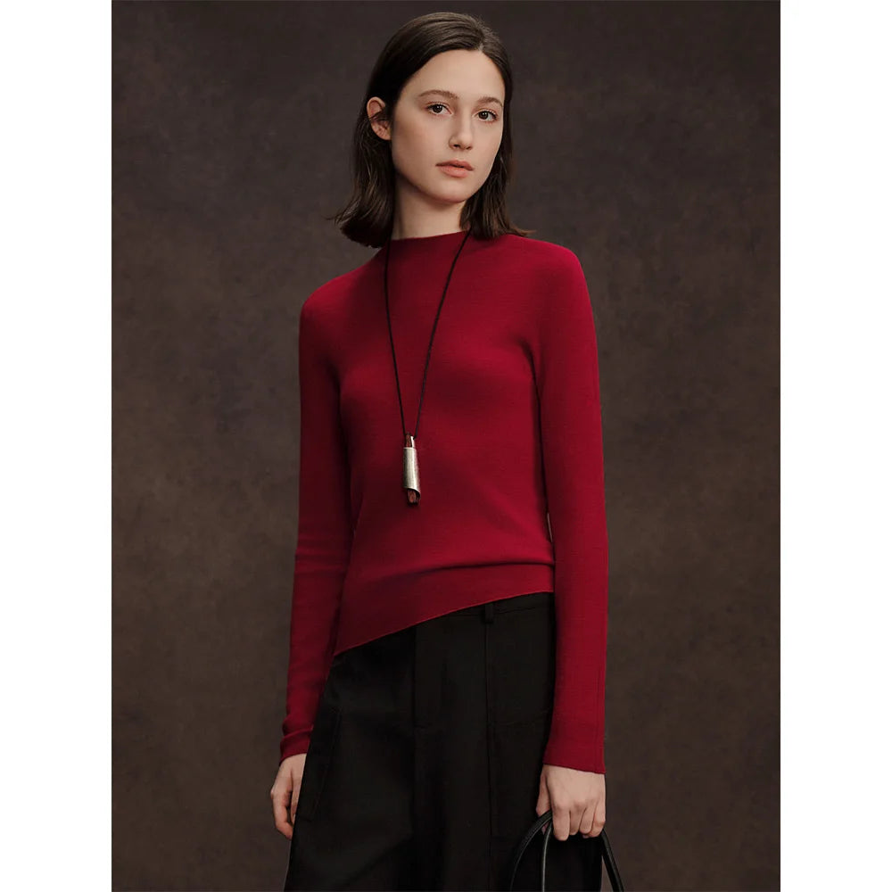 Seamless Half-high Collar Pure Wool Pullovers Women Plus Size Autumn Winter Bottoming Sweater Solid Soft Breathable Tops