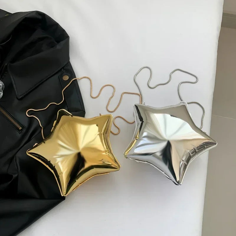 Fashion Star Shape Ladies Shoulder Bags High Quality Design Solid Crossbody Bags for Women Chains 2024 New High Quality