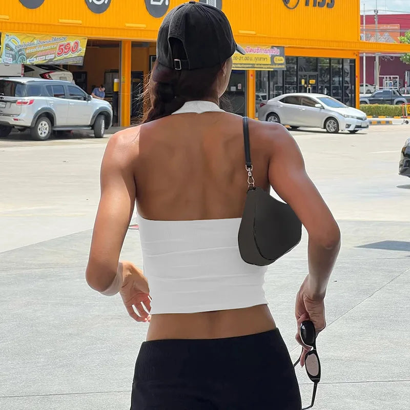 Casual Simple Halter Neck Sleeveless Top