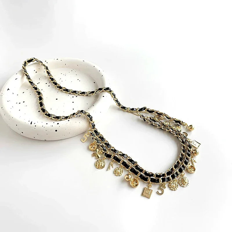 Bohemia Style Multi-layer Tassel Chain Belts for Dress Jean Skirt Leather cc waistbelts