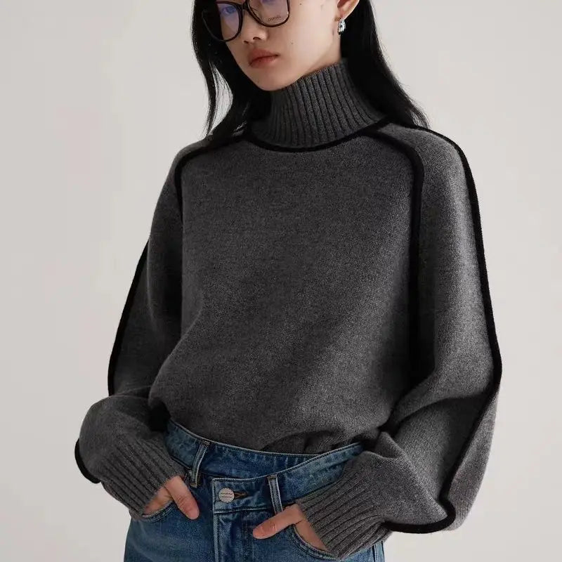 Korea Winter New Reviews Many Clothes Women'S Sweater Turtleneck Pullovers Solid Women'S Clothing Knitwear Long Sleeved Top