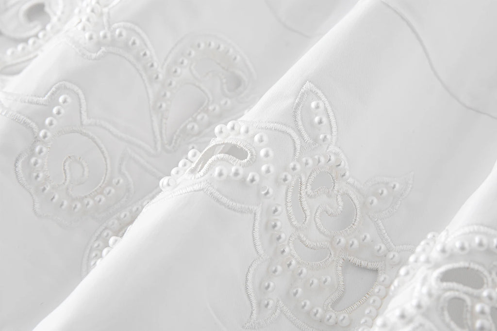 FSLE【Premium Series】100% Cotton Embroidery Design Female Sleeveless Shirt Zipper Waist Long A-LINE Skirts 2025 Summer