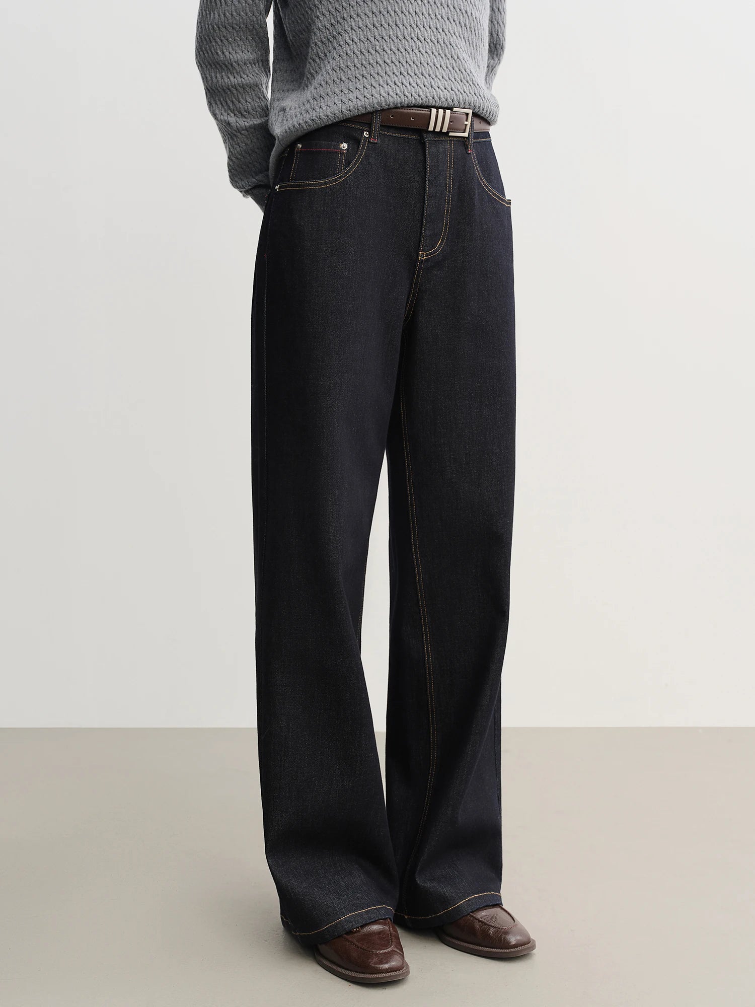 DUSHU 2025 Women's Straight Leg Jeans - High Waist Stretch Denim Pants Dual Fit for Apple & Pear Body Autumn Casual Trousers