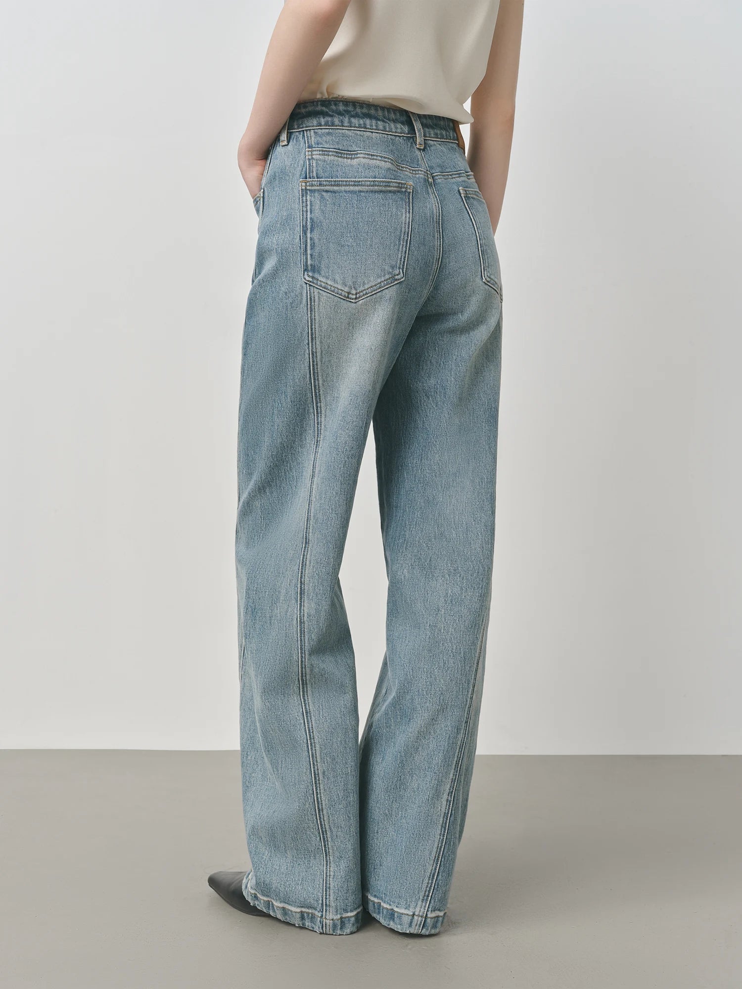 FSLE Retro Raw Denim High-waist Straight-leg Jeans Women's 2025 Early Autumn New 3D Cut Slimming Jeans