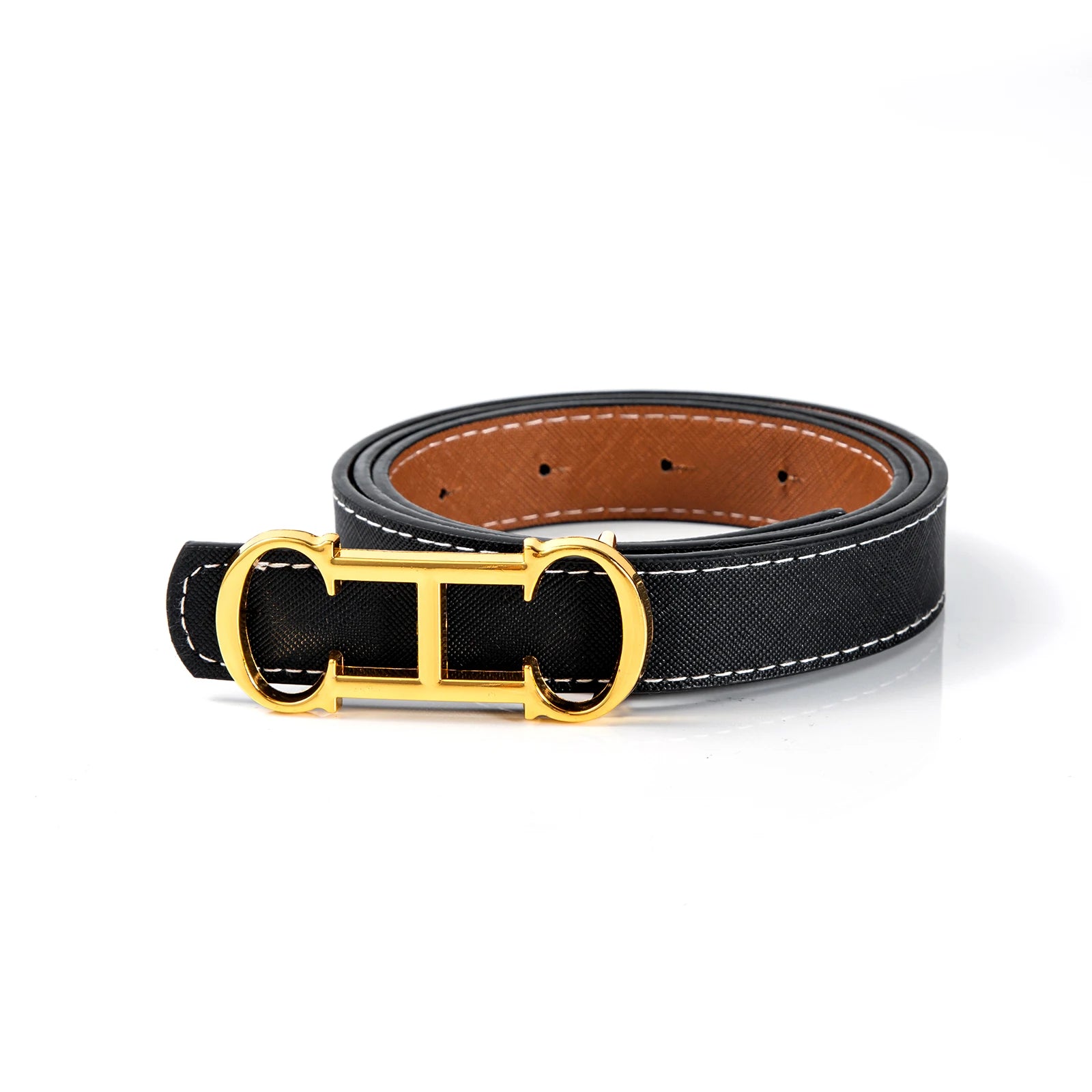 CHCH Double-sided Leather Belt women's Alloy New Luxury Design Fashion Jeans Decorative Women's Retro Decorative Belt