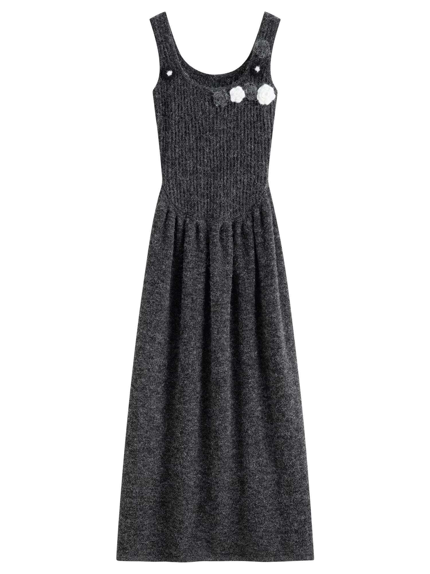 U-neck 3D Floral Knit Suspender Dress Women's Winter 2025 New Style, Waist-cinching Dress Commuting Elegant Ladies