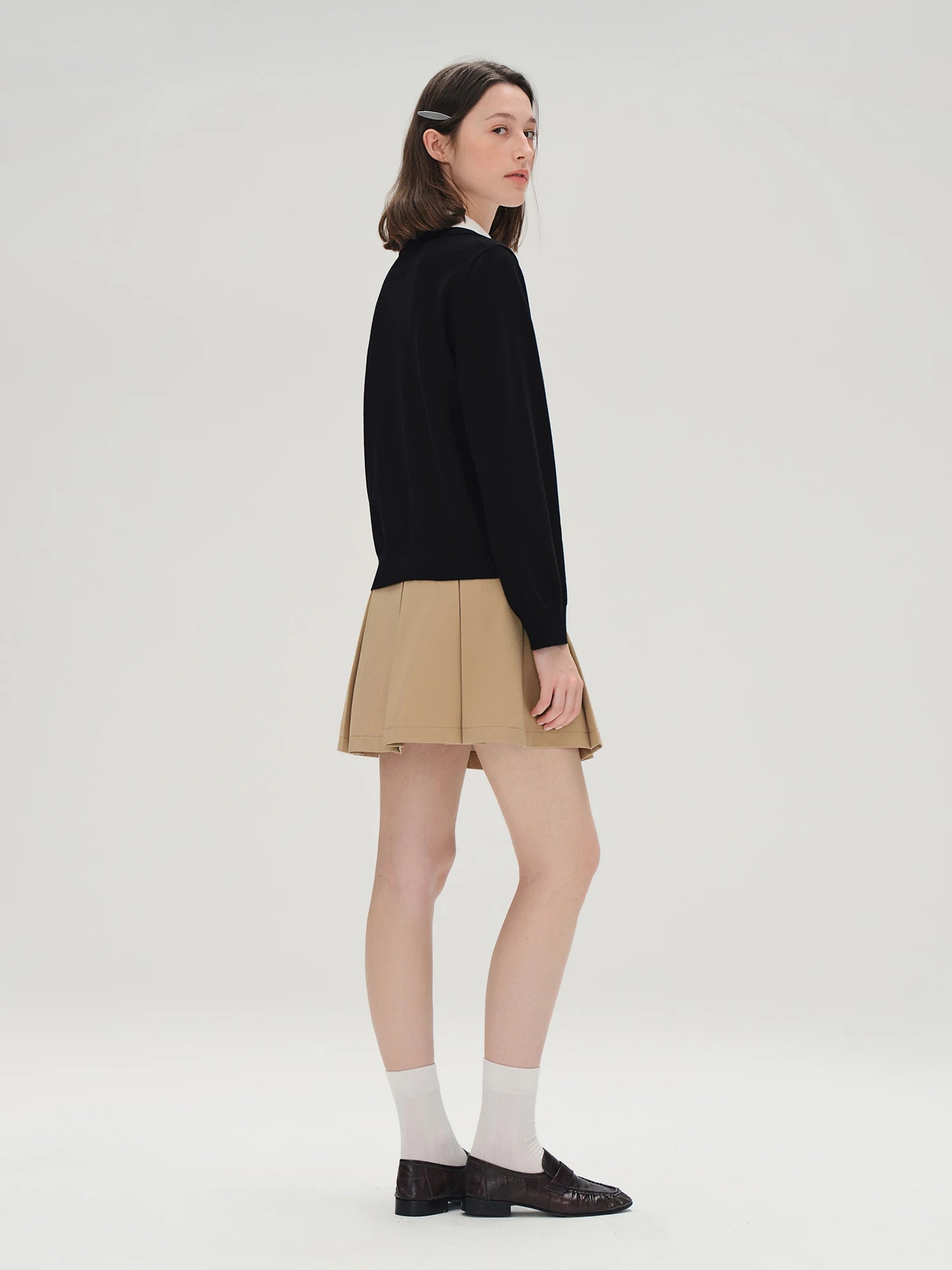 Plus Size [Half Sugar American Style] Women's Fake Two-Piece Color Clash Turned-Up Collar Knit Autumn 2025 Casual Top