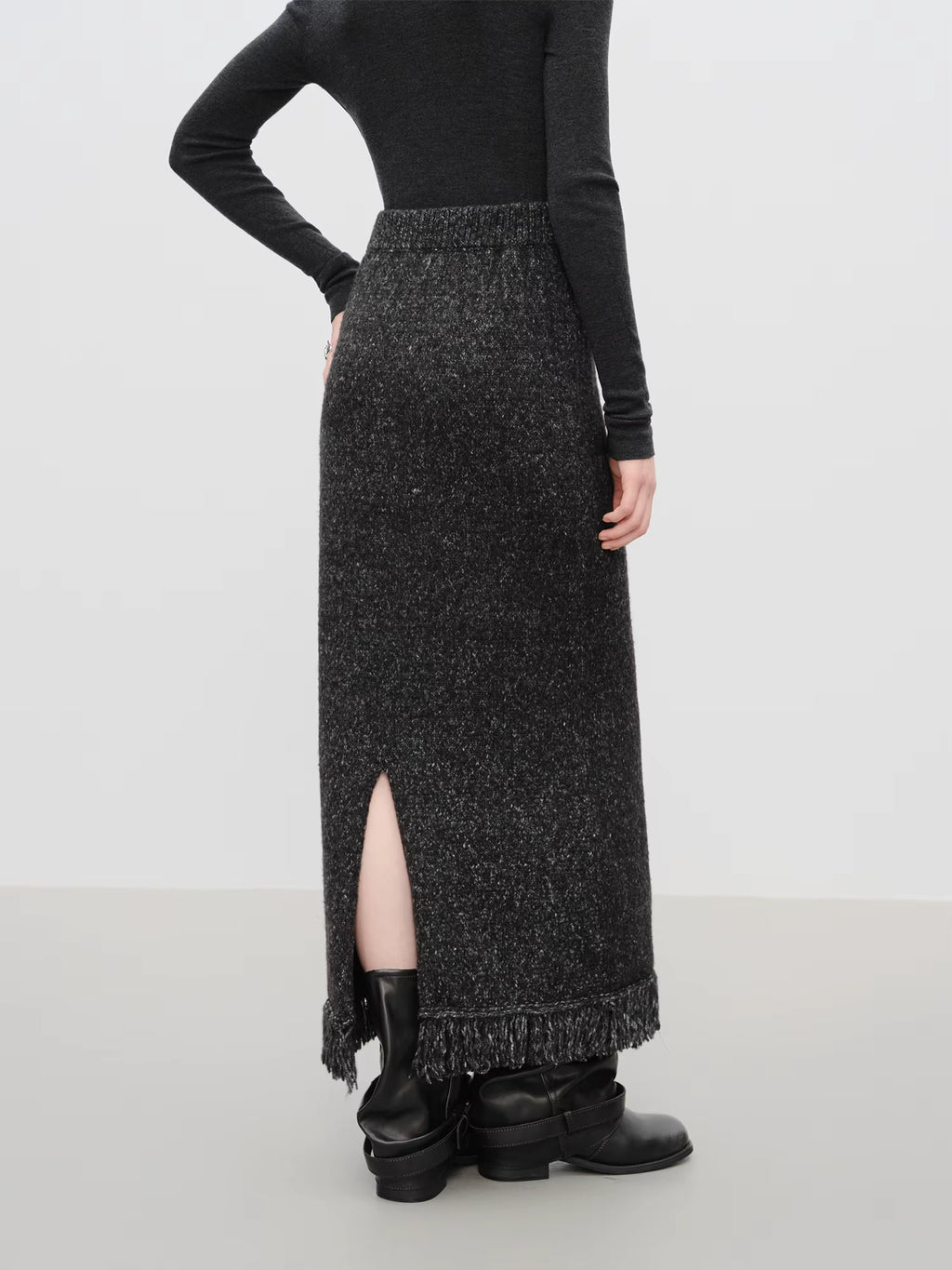 【Premium Series】Autumn Winter V-Neck Knitwear Women Yarn Dyed Cardigan Midi Skirt Two Piece Set Oversize Comfy with Scarf