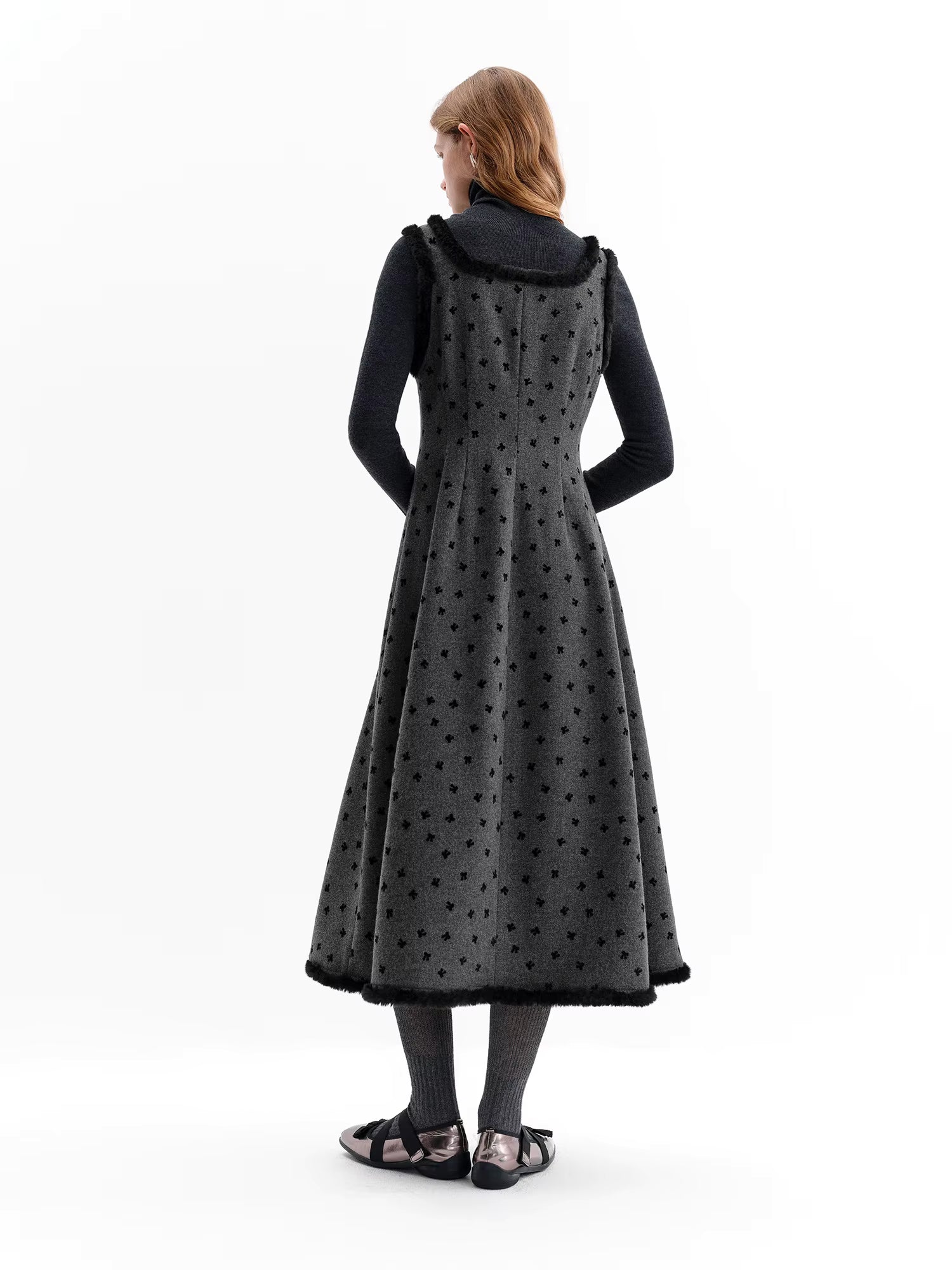 Sweet and elegant bow A-line sleeveless dress for women perfect for winter 2025 commuting leisure