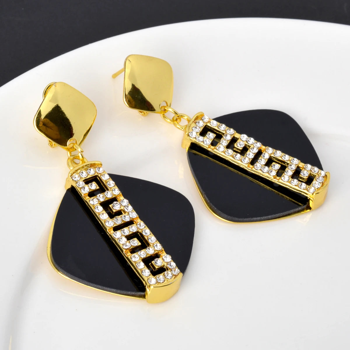 Sunny Jewelry Sets for Women Latest Italian Gold Color Black Zircon Pendant Necklace Earrings Jewellery Accessories Party Gift