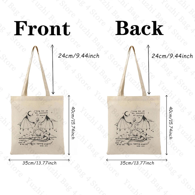 Swiftie Merch Midnight Album Tote Bag Women Canvas Bags Trend Taylor Version Shopping Bags Dragon Pattern Shoulder Bag Wholesale