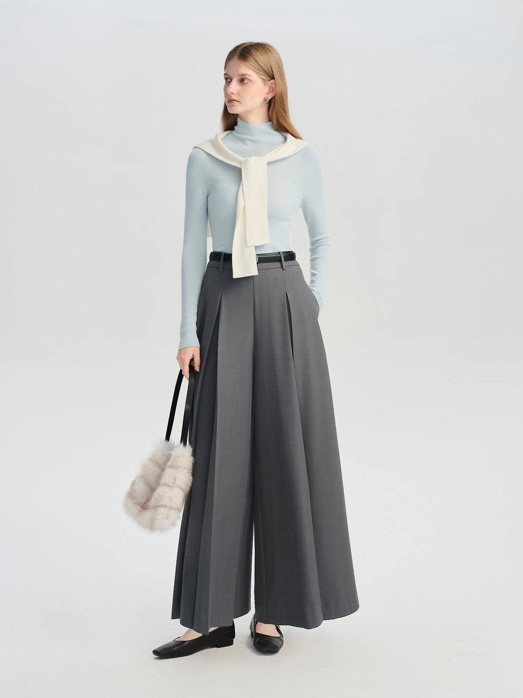 ZIQIAO Wool Sweater for Women Autumn and Winter New 18 Needle Nude Seamless Knitted Bottoming T-shirt