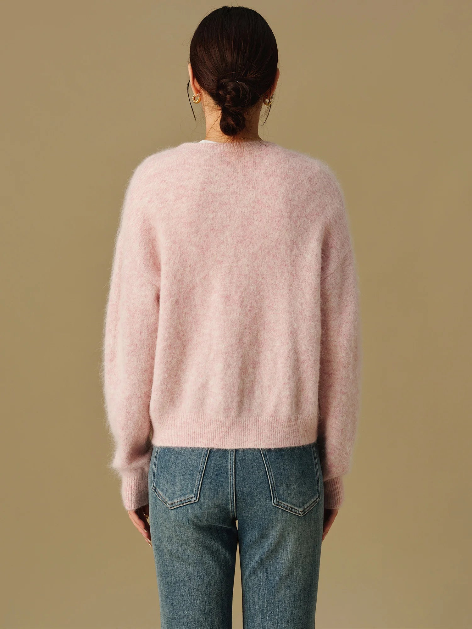 DUSHU Women's Round Neck Sweater Cardigan 2024 Winter New Product Fashionable Versatile Knitwear Sweater for Women 24DS84197
